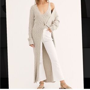 Free People Cream Long Cardigan